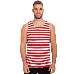 Red And White Striped Pattern Print Men's Tank Top