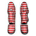Red And White Striped Pattern Print Muay Thai Shin Guards