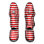 Red And White Striped Pattern Print Muay Thai Shin Guard