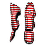 Red And White Striped Pattern Print Muay Thai Shin Guard