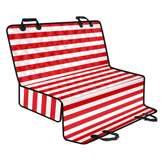Red And White Striped Pattern Print Pet Car Back Seat Cover