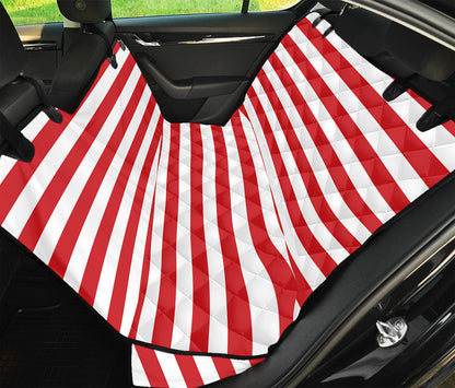 Red And White Striped Pattern Print Pet Car Back Seat Cover