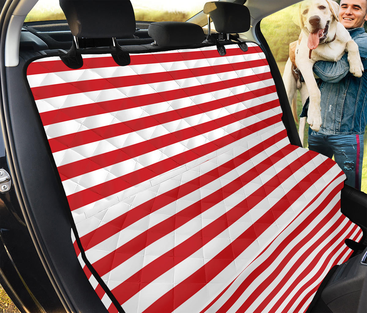 Red And White Striped Pattern Print Pet Car Back Seat Cover