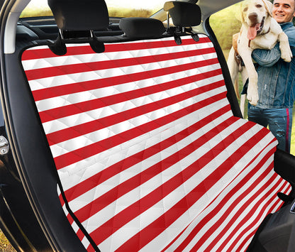 Red And White Striped Pattern Print Pet Car Back Seat Cover