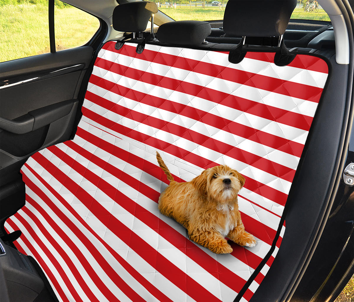 Red And White Striped Pattern Print Pet Car Back Seat Cover