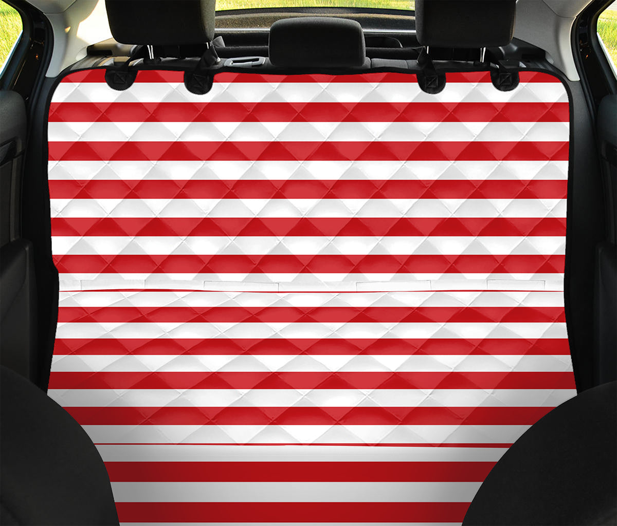 Red And White Striped Pattern Print Pet Car Back Seat Cover