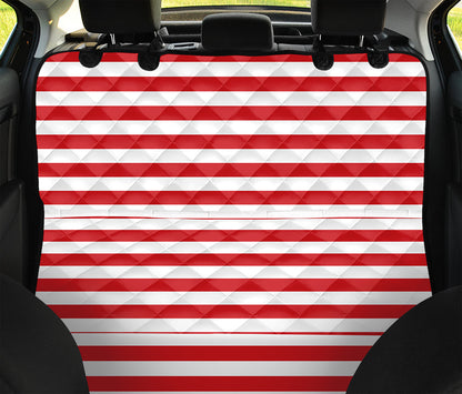 Red And White Striped Pattern Print Pet Car Back Seat Cover