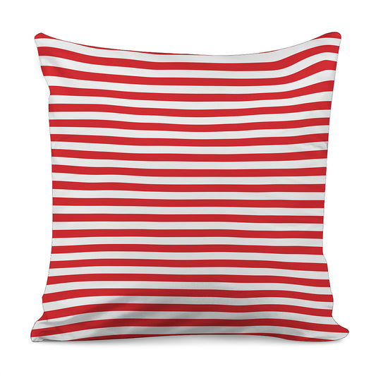 Red And White Striped Pattern Print Pillow Cover