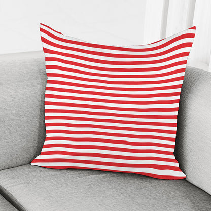 Red And White Striped Pattern Print Pillow Cover