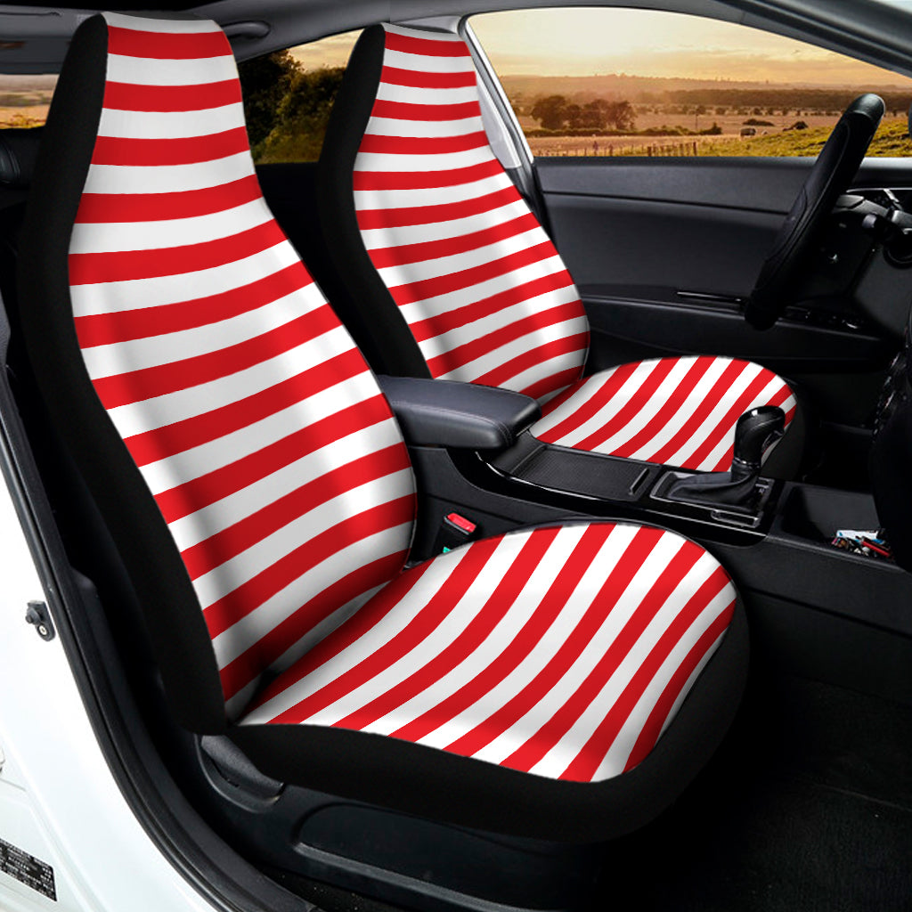 Red And White Striped Pattern Print Universal Fit Car Seat Covers