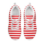 Red And White Striped Pattern Print White Sneakers