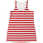 Red And White Striped Pattern Print Women's Racerback Tank Top