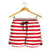 Red And White Striped Pattern Print Women's Shorts