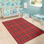 Red And White Tartan Pattern Print Area Rug