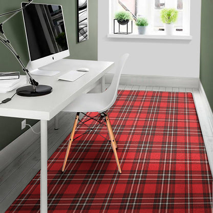 Red And White Tartan Pattern Print Area Rug