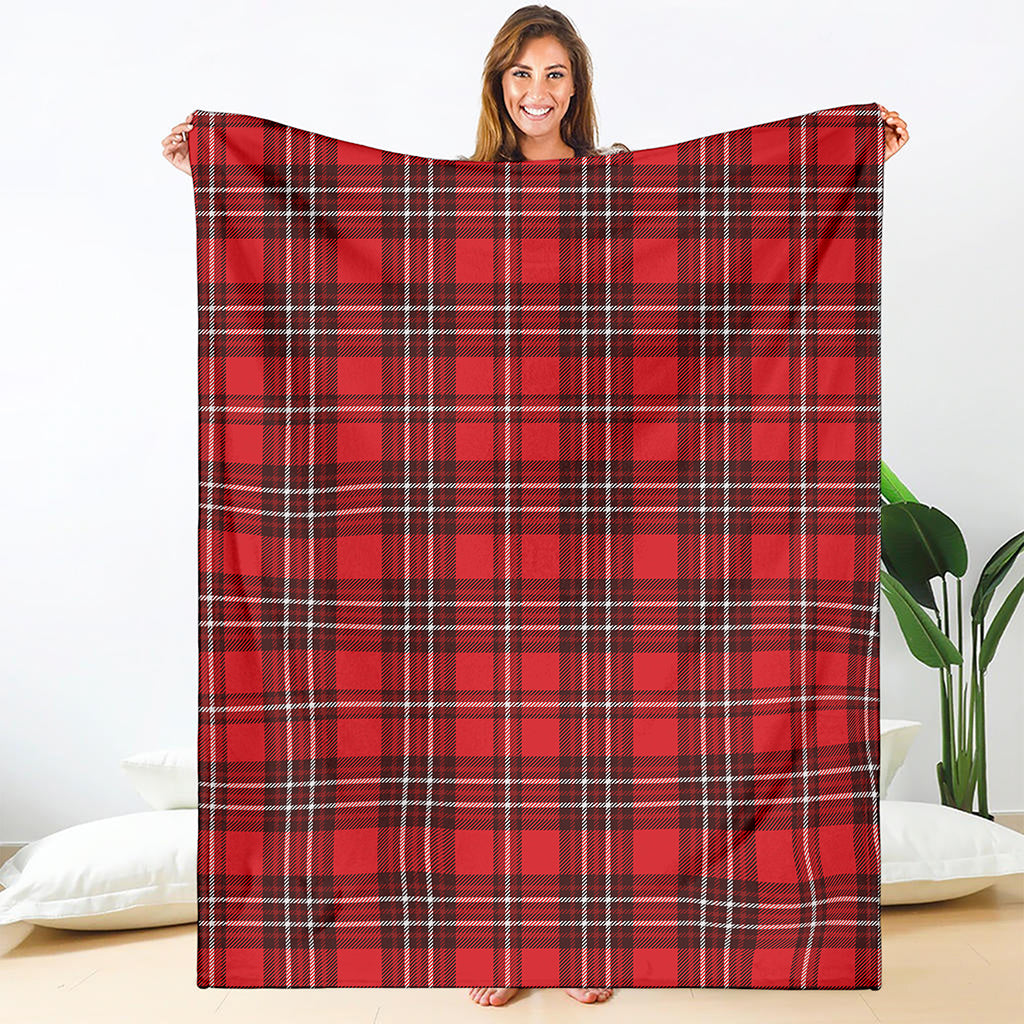 Red And White Tartan Pattern Print Blanket