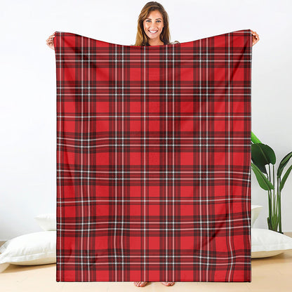 Red And White Tartan Pattern Print Blanket