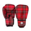 Red And White Tartan Pattern Print Boxing Gloves