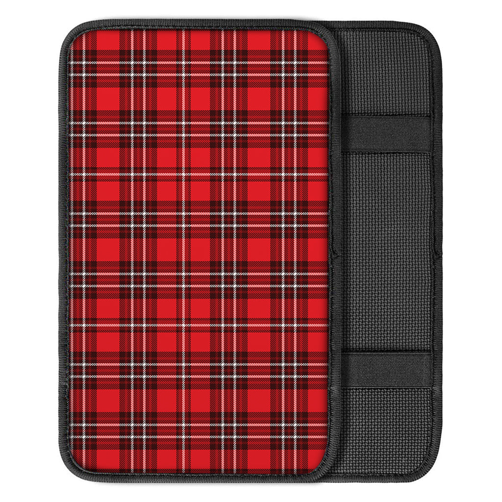Red And White Tartan Pattern Print Car Center Console Cover