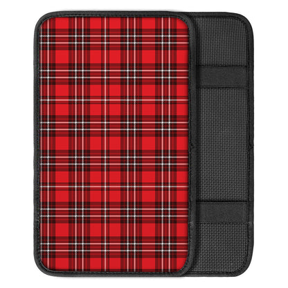 Red And White Tartan Pattern Print Car Center Console Cover