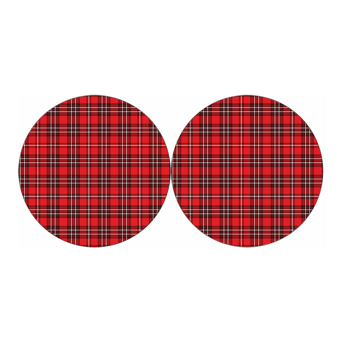 Red And White Tartan Pattern Print Car Coasters