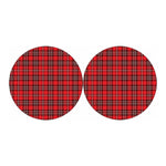 Red And White Tartan Pattern Print Car Coasters