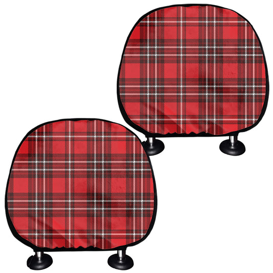 Red And White Tartan Pattern Print Car Headrest Covers