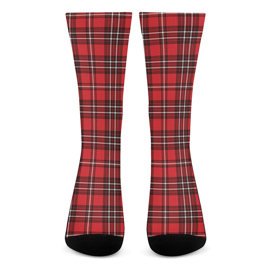 Red And White Tartan Pattern Print Crew Socks