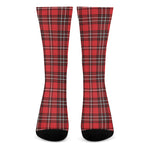 Red And White Tartan Pattern Print Crew Socks