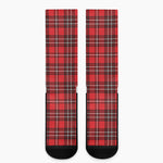 Red And White Tartan Pattern Print Crew Socks