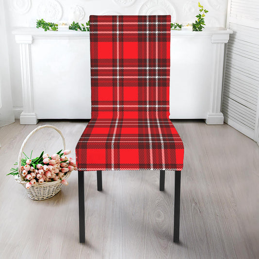 Red And White Tartan Pattern Print Dining Chair Slipcover