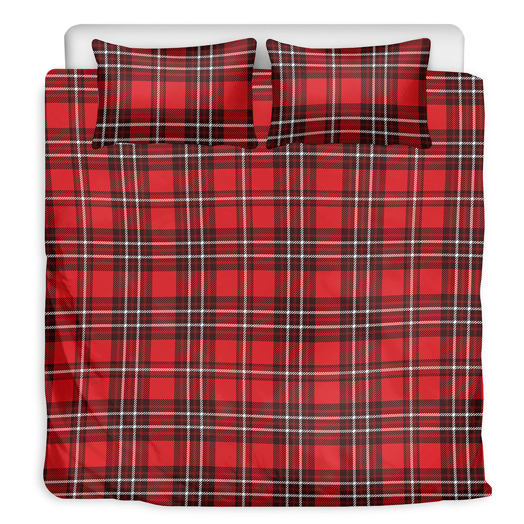 Red And White Tartan Pattern Print Duvet Cover Bedding Set
