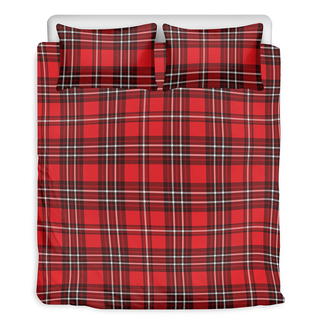 Red And White Tartan Pattern Print Duvet Cover Bedding Set