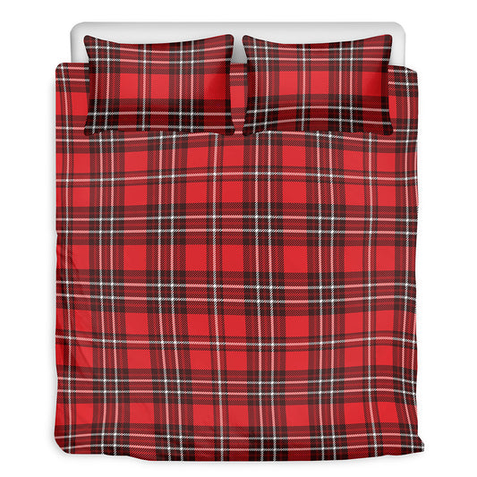 Red And White Tartan Pattern Print Duvet Cover Bedding Set