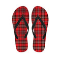 Red And White Tartan Pattern Print Flip Flops