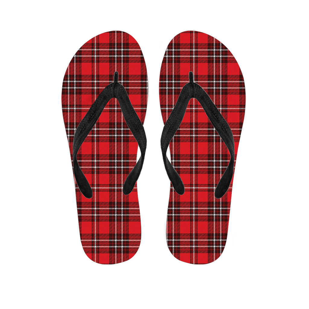Red And White Tartan Pattern Print Flip Flops