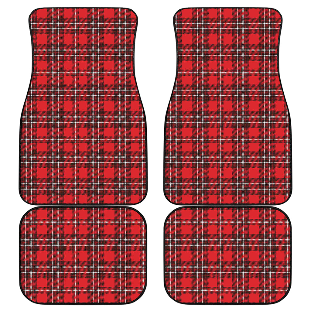 Red And White Tartan Pattern Print Front and Back Car Floor Mats