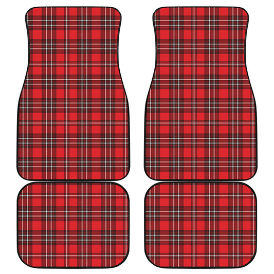 Red And White Tartan Pattern Print Front and Back Car Floor Mats