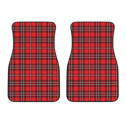 Red And White Tartan Pattern Print Front Car Floor Mats
