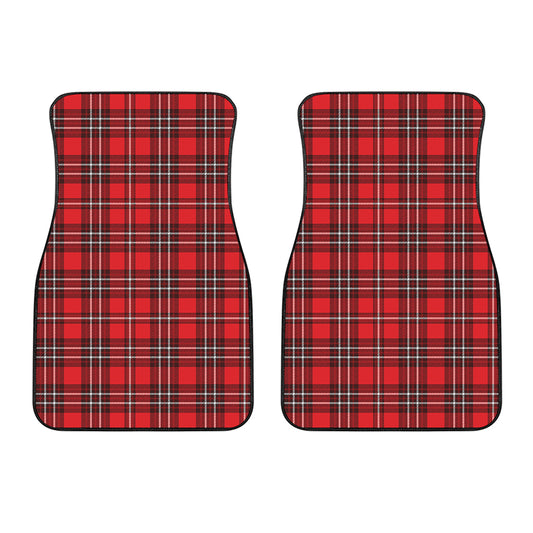 Red And White Tartan Pattern Print Front Car Floor Mats