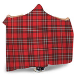 Red And White Tartan Pattern Print Hooded Blanket