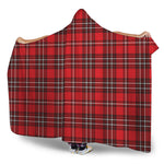 Red And White Tartan Pattern Print Hooded Blanket