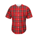 Red And White Tartan Pattern Print Men's Baseball Jersey