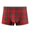 Red And White Tartan Pattern Print Men's Boxer Briefs