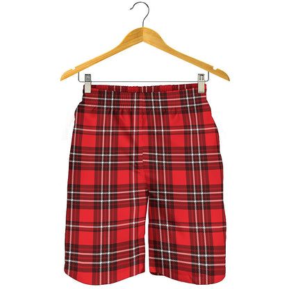 Red And White Tartan Pattern Print Men's Shorts