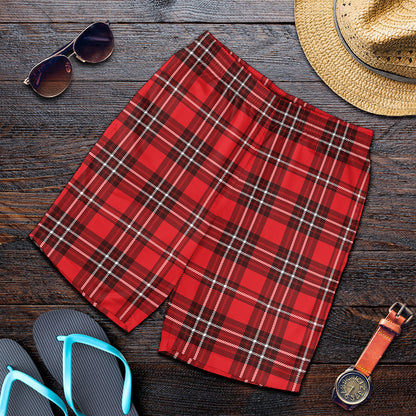 Red And White Tartan Pattern Print Men's Shorts