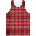 Red And White Tartan Pattern Print Men's Tank Top