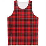 Red And White Tartan Pattern Print Men's Tank Top