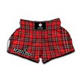 Red And White Tartan Pattern Print Muay Thai Boxing Shorts