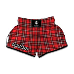Red And White Tartan Pattern Print Muay Thai Boxing Shorts